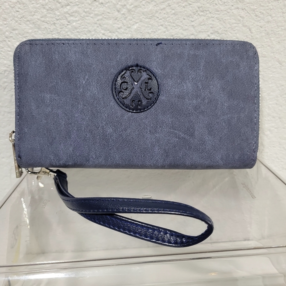 CHRISTIAN LACROIX Ames Denim Double Zipper Wallet NWT